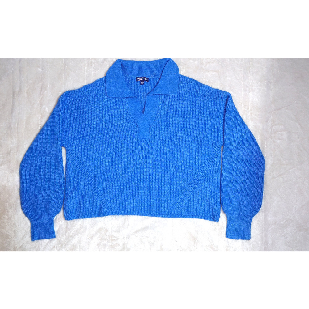 Freshman 1996 Blue Cropped Knit Sweater Shawl Collar